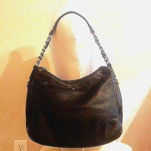 Kate Spade Black Pebbled Leather Purse With Metal Chain Detail